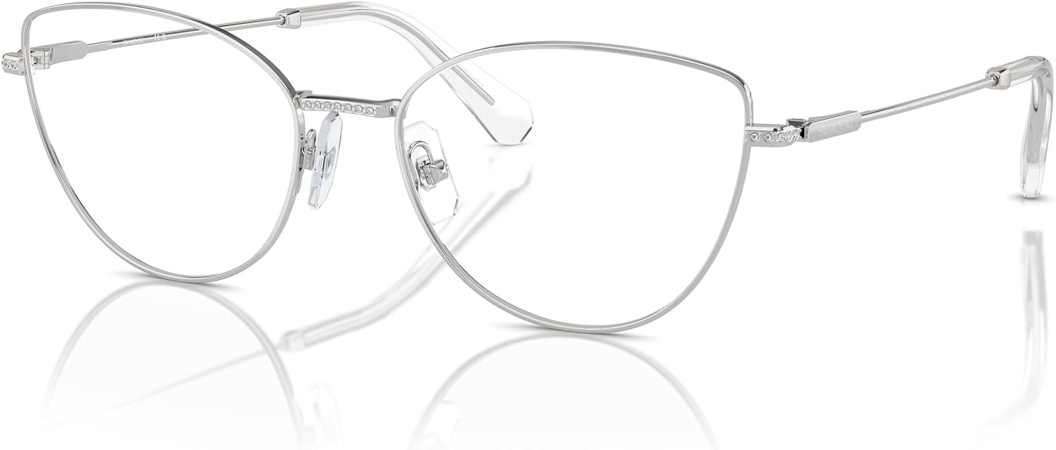 image:imageSwarovski womens Sk1012 Cat Eye Prescription Eyewear FramesSilverDemo Lens