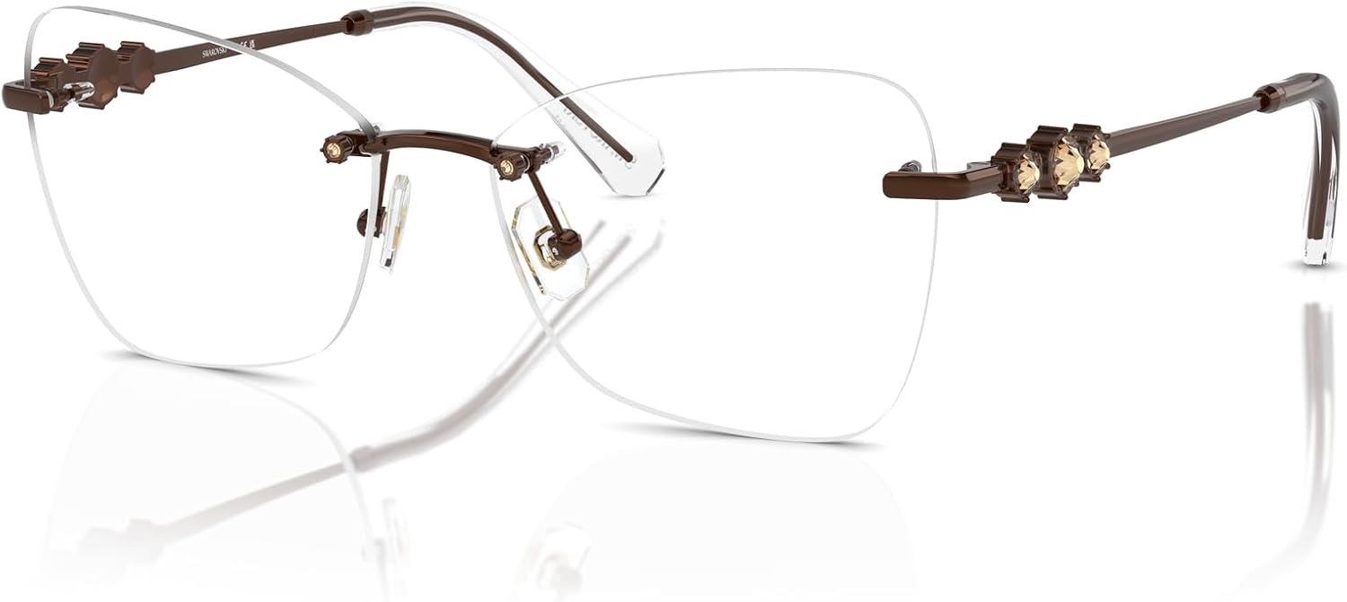 image:imageSwarovski womens Sk1014 Butterfly Prescription Eyewear FramesLight BrownDemo Lens