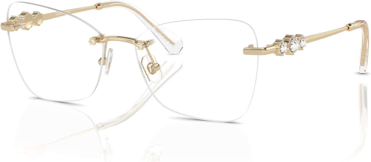 image:imageSwarovski womens Sk1014 Butterfly Prescription Eyewear FramesPale GoldDemo Lens