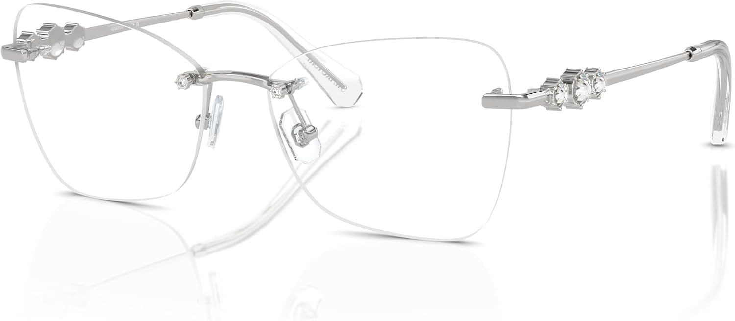 image:imageSwarovski womens Sk1014 Butterfly Prescription Eyewear FramesSilverDemo Lens