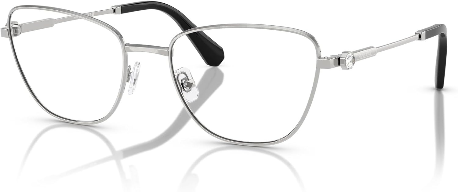 image:imageSwarovski womens Sk1018 Cat Eye Prescription Eyewear FramesSilverDemo Lens