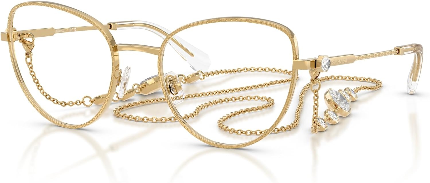 image:imageSwarovski womens Sk1022 Cat Eye Prescription Eyewear FramesGoldDemo Lens