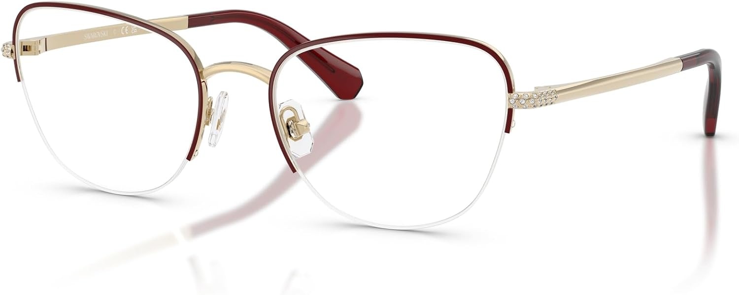 image:imageSwarovski womens Sk1023 Cat Eye Prescription Eyewear FramesPale GoldBurgundyDemo Lens