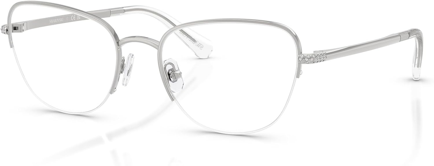 image:imageSwarovski womens Sk1023 Cat Eye Prescription Eyewear FramesSilverDemo Lens
