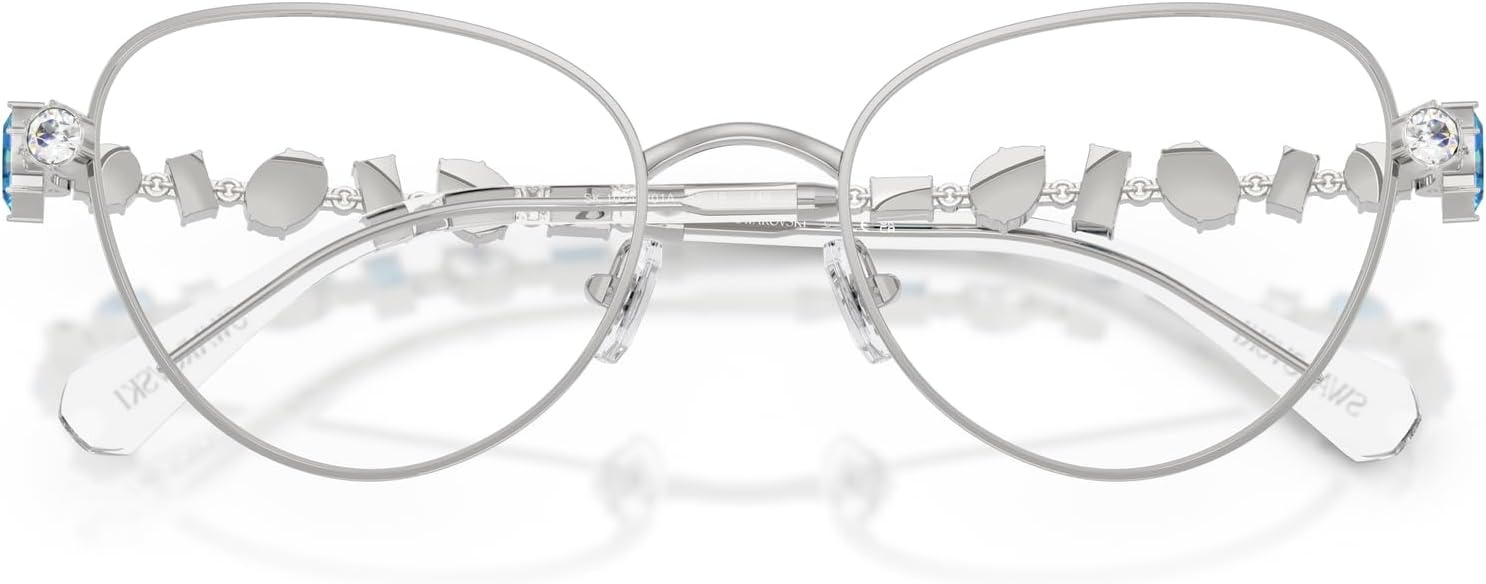 image:imageSwarovski womens Sk1024 Cat Eye Prescription Eyewear FramesSilverDemo Lens
