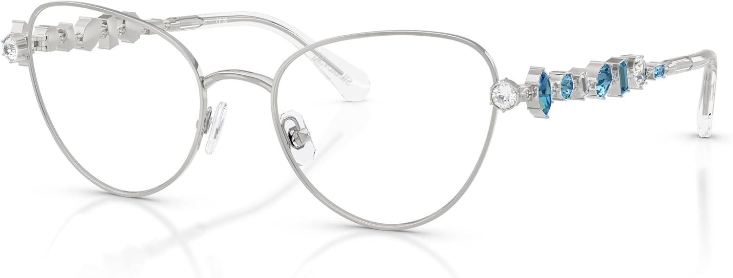 image:imageSwarovski womens Sk1024 Cat Eye Prescription Eyewear FramesSilverDemo Lens
