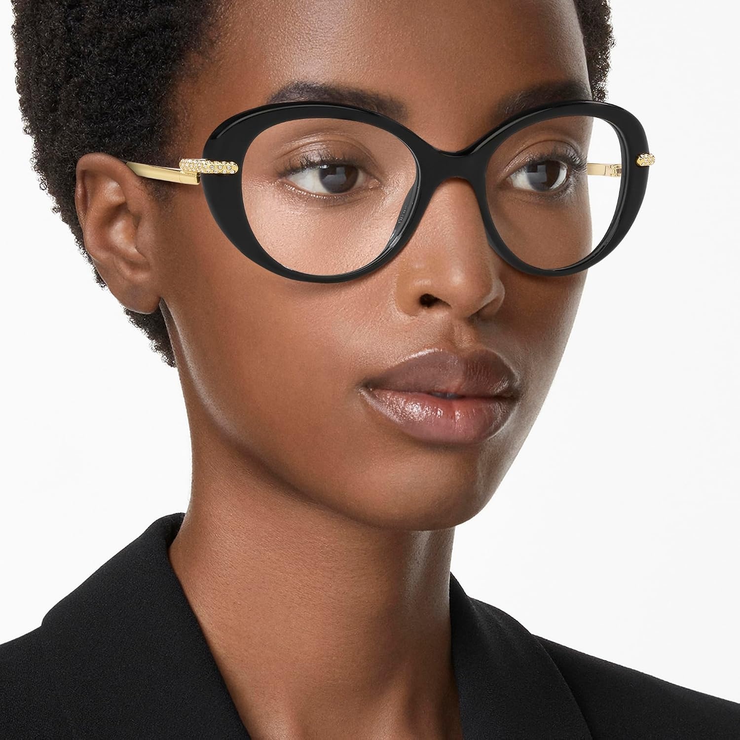 image:imageSwarovski womens Sk2001 Oval Prescription Eyewear FramesBlackGoldDemo Lens