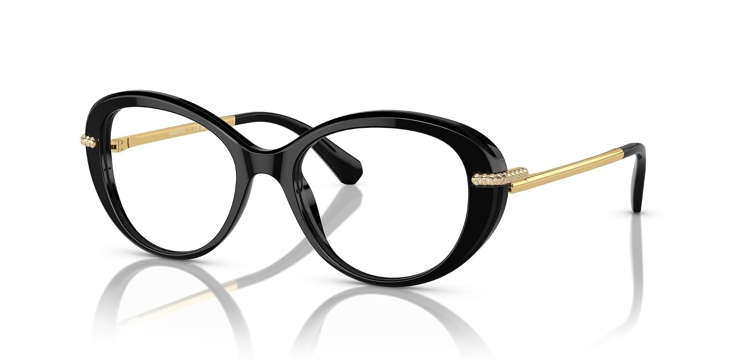 image:imageSwarovski womens Sk2001 Oval Prescription Eyewear FramesBlackGoldDemo Lens