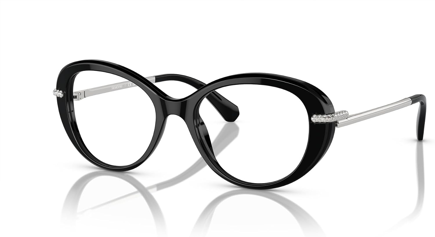 image:imageSwarovski womens Sk2001 Oval Prescription Eyewear FramesBlackSilverDemo Lens
