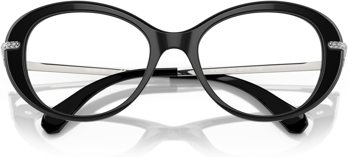 image:imageSwarovski womens Sk2001 Oval Prescription Eyewear FramesBlackSilverDemo Lens