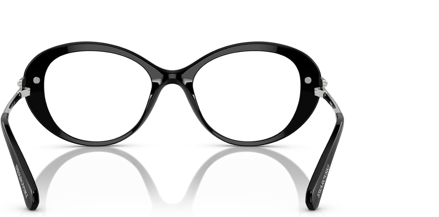image:imageSwarovski womens Sk2001 Oval Prescription Eyewear FramesBlackSilverDemo Lens