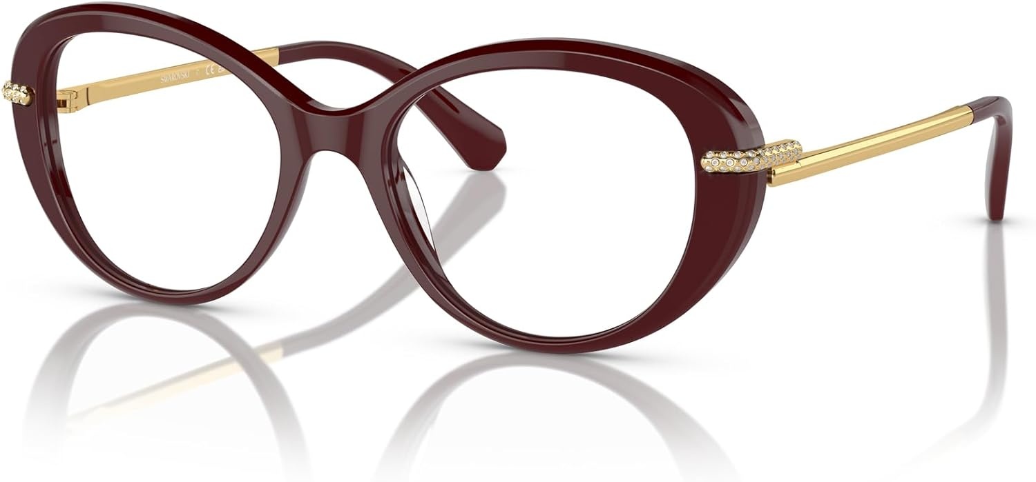 image:imageSwarovski womens Sk2001 Oval Prescription Eyewear FramesBurgundyDemo Lens