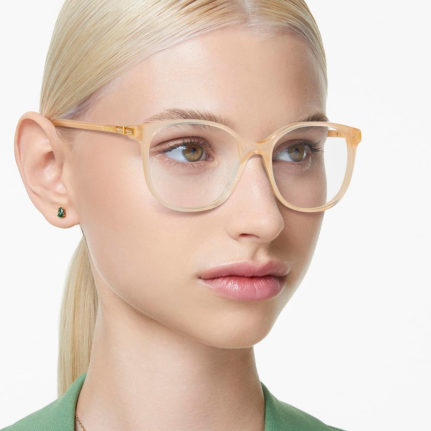image:imageSwarovski womens Sk2002 Square Prescription Eyewear FramesOpaline Light BrownDemo Lens