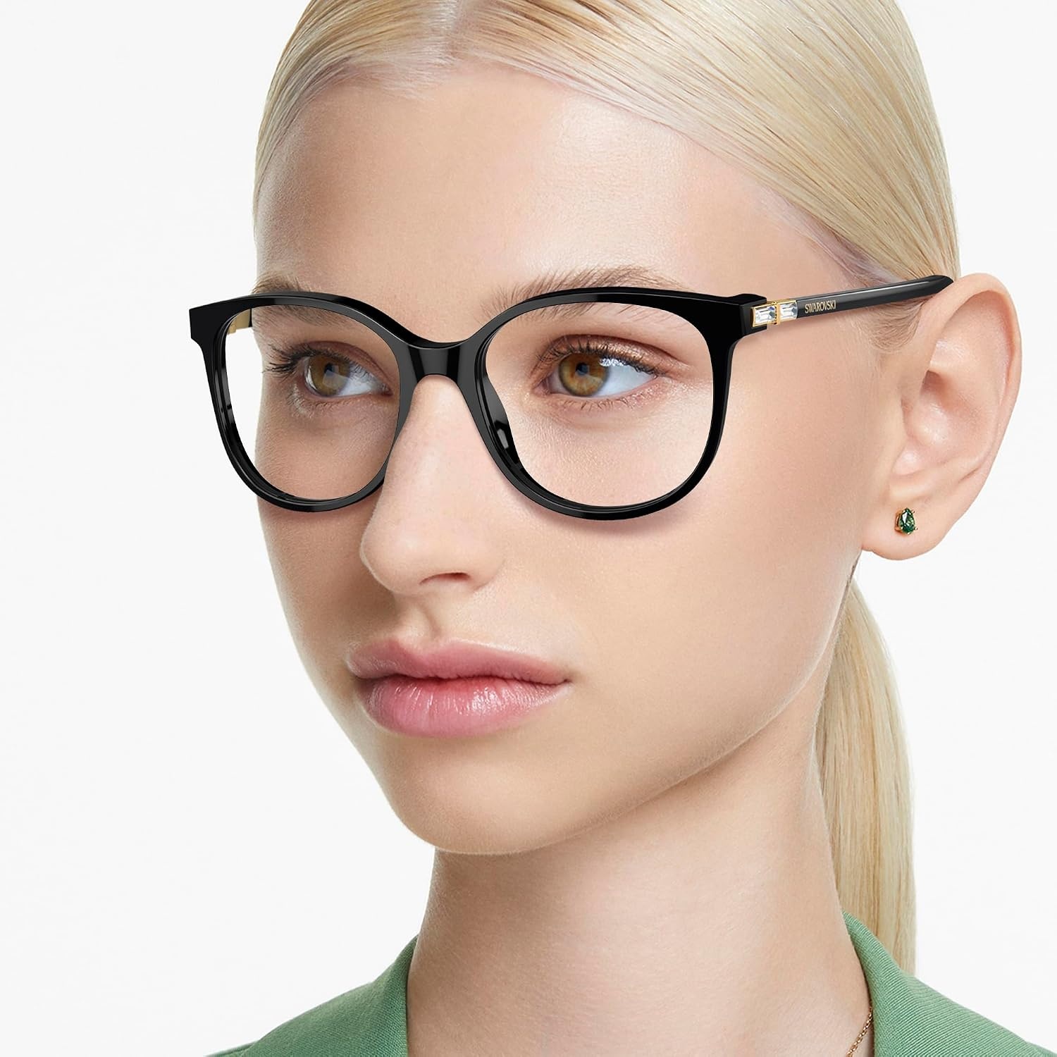 image:imageSwarovski womens Sk2002 Square Prescription Eyewear FramesSolid BlackDemo Lens