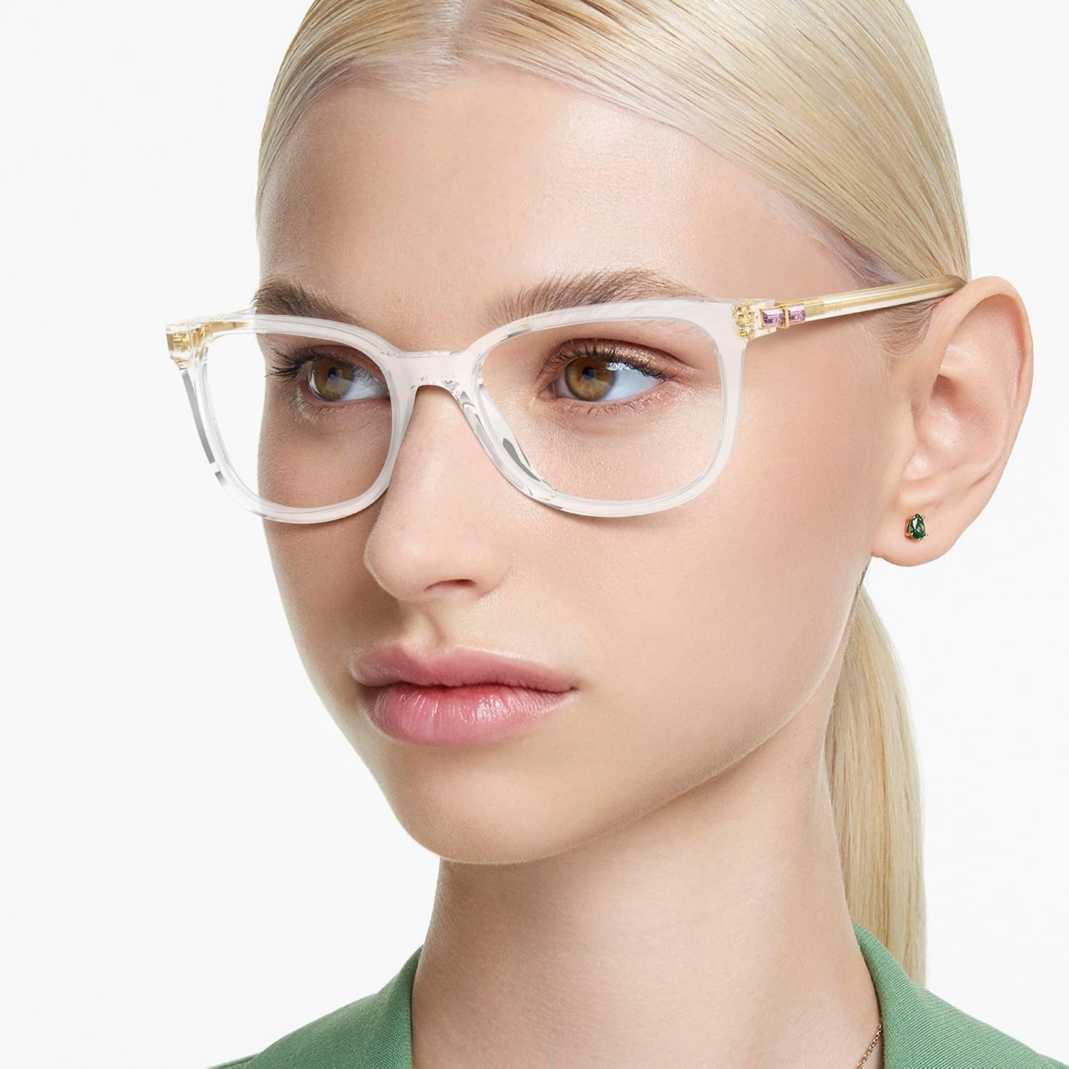 image:imageSwarovski womens Sk2003 Rectangular Prescription Eyewear FramesCrystalDemo Lens