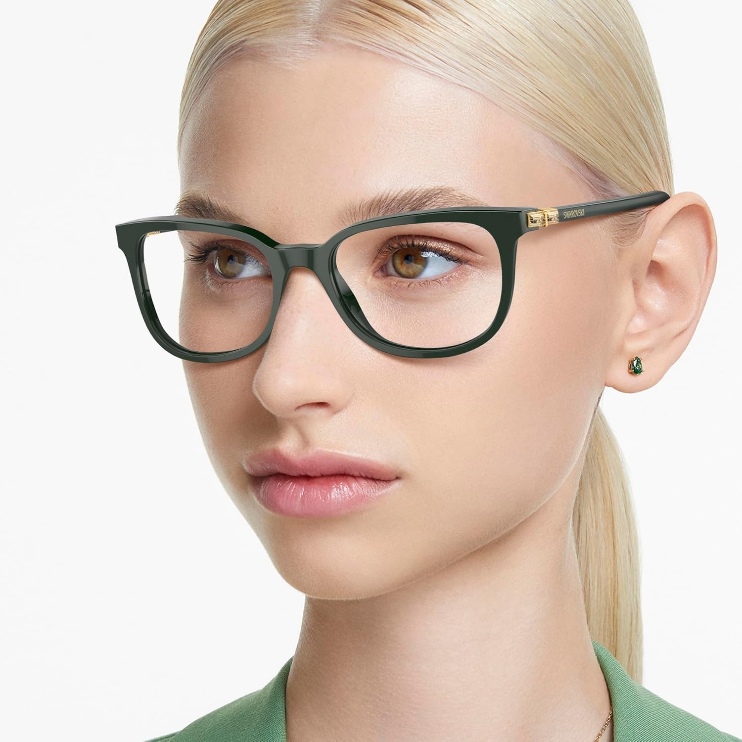 image:imageSwarovski womens Sk2003 Rectangular Prescription Eyewear FramesEmeraldDemo Lens