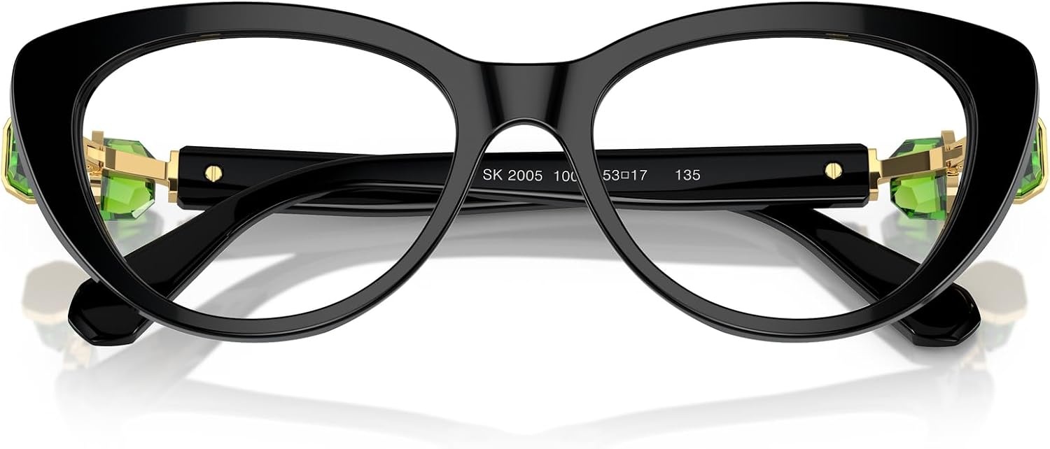 image:imageSwarovski womens Sk2005 Cat Eye Prescription Eyewear FramesBlackGreenDemo Lens