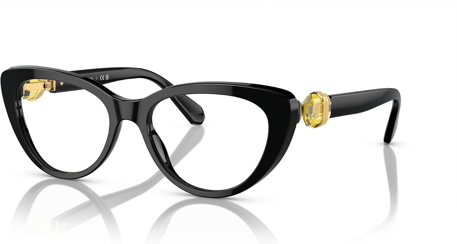 image:imageSwarovski womens Sk2005 Cat Eye Prescription Eyewear FramesBlackYellowDemo Lens