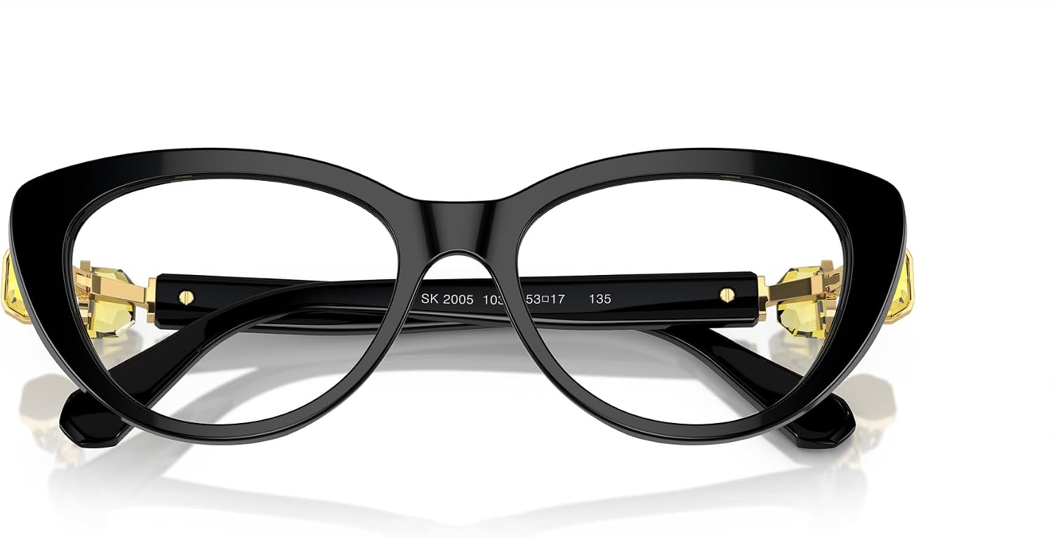 image:imageSwarovski womens Sk2005 Cat Eye Prescription Eyewear FramesBlackYellowDemo Lens