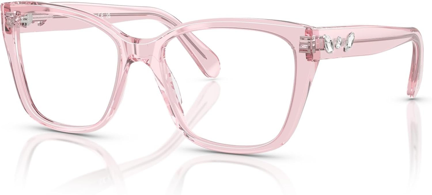 image:imageSwarovski womens Sk2008 Square Prescription Eyewear FramesTransparent PinkDemo Lens