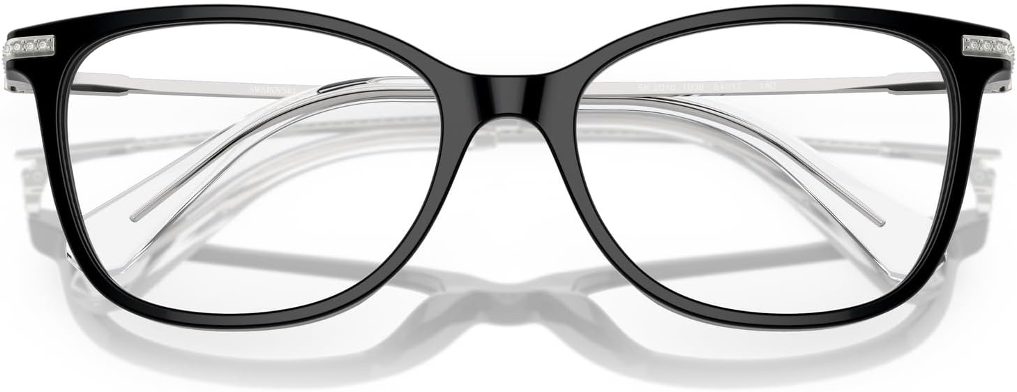 image:imageSwarovski womens Sk2010 Square Prescription Eyewear FramesBlackSilverDemo Lens