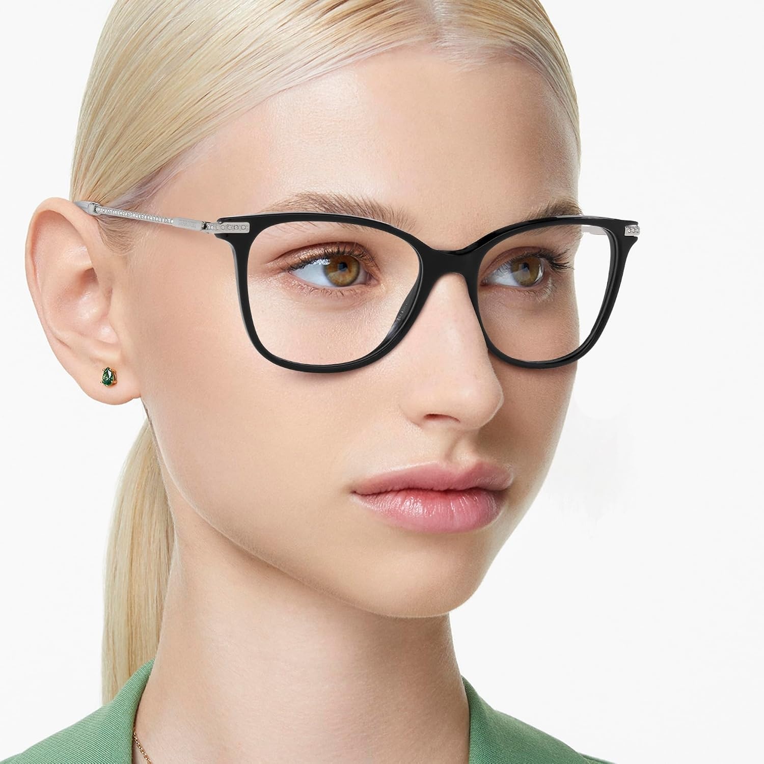 image:imageSwarovski womens Sk2010 Square Prescription Eyewear FramesBlackSilverDemo Lens