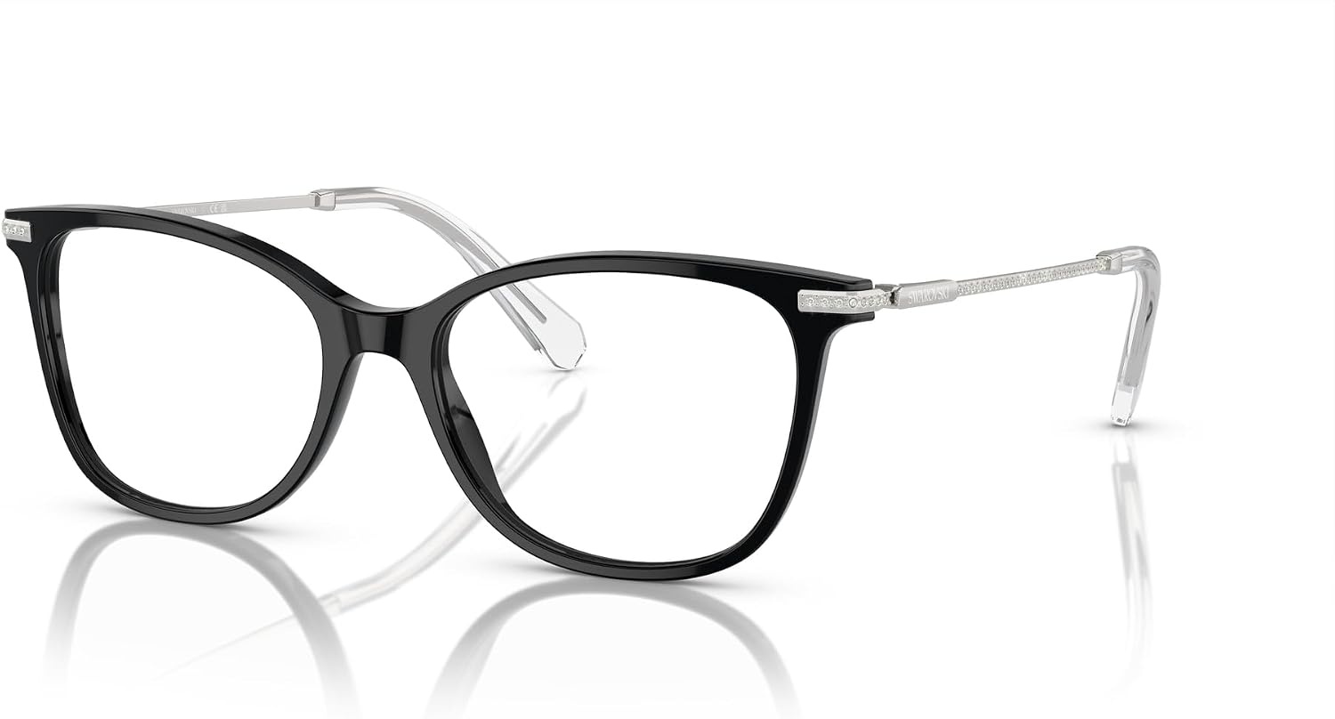 image:imageSwarovski womens Sk2010 Square Prescription Eyewear FramesBlackSilverDemo Lens