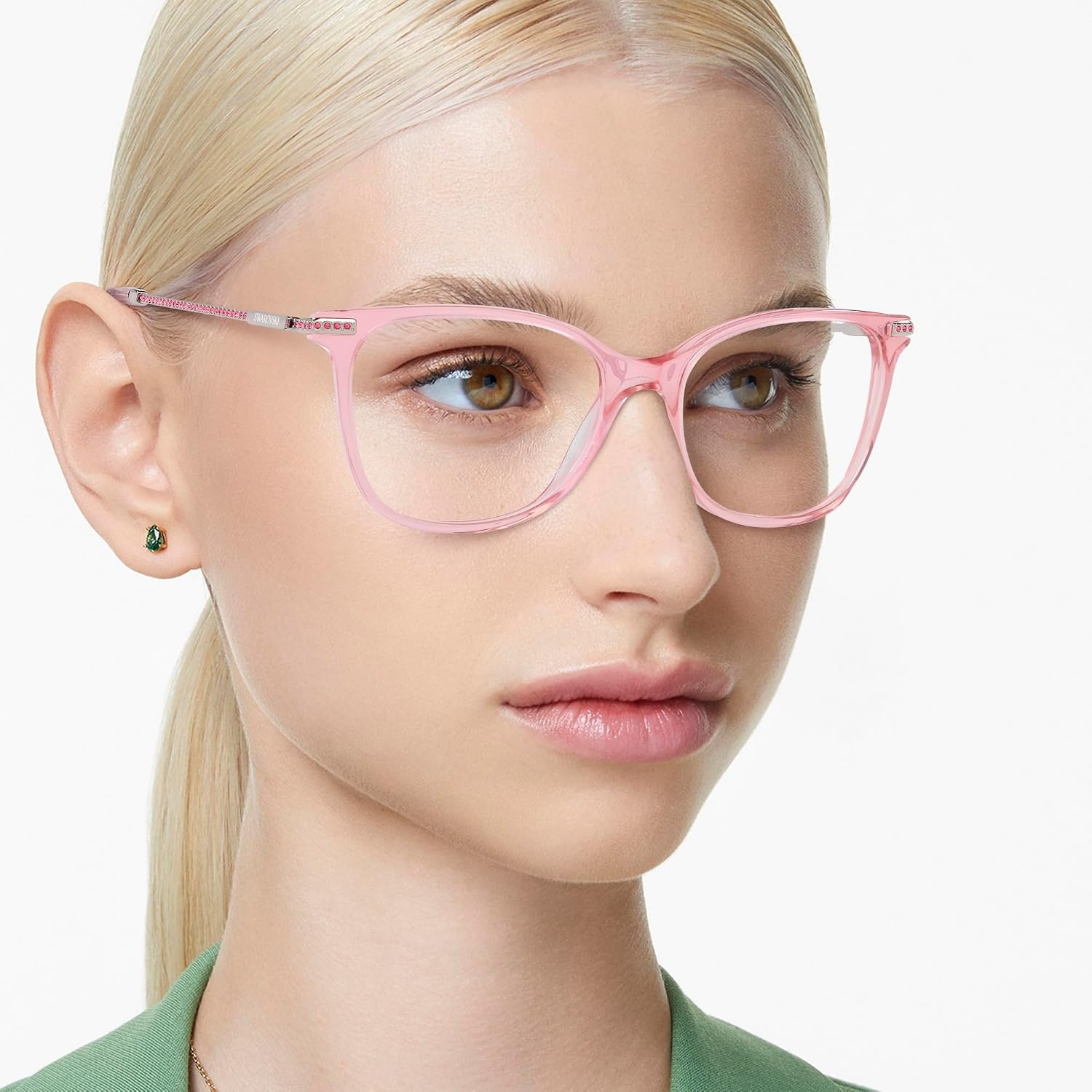 image:imageSwarovski womens Sk2010 Square Prescription Eyewear FramesTransparent RoseDemo Lens