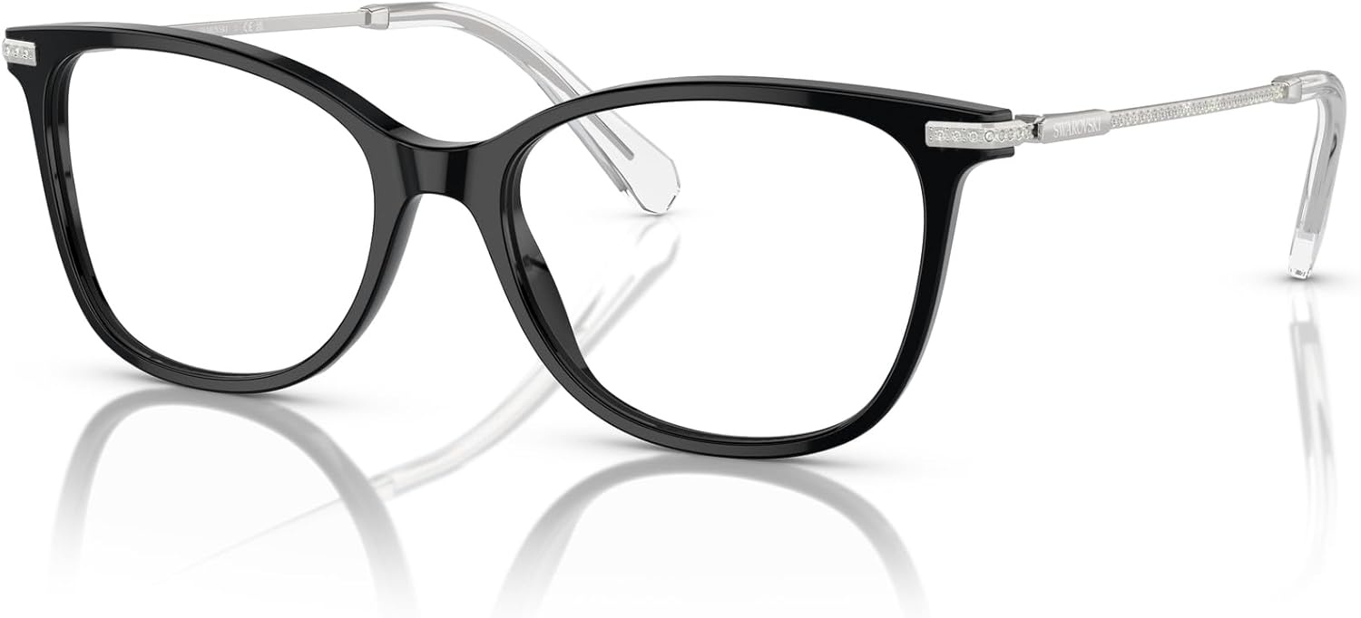 image:imageSwarovski womens Sk2010f Low Bridge Fit Square Prescription Eyewear FramesBlackDemo Lens