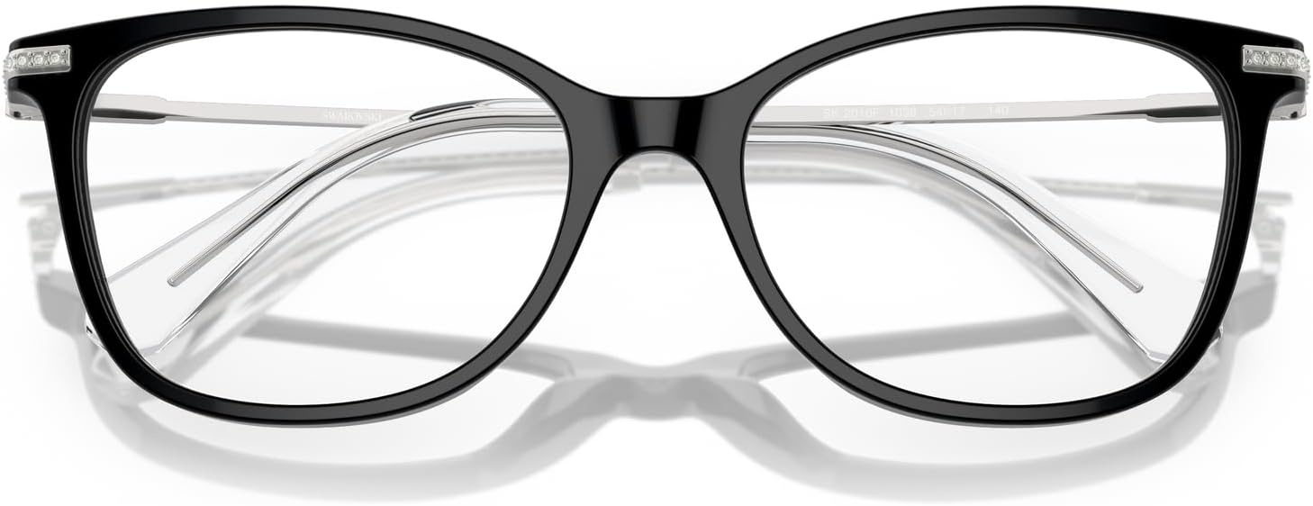 image:imageSwarovski womens Sk2010f Low Bridge Fit Square Prescription Eyewear FramesBlackDemo Lens