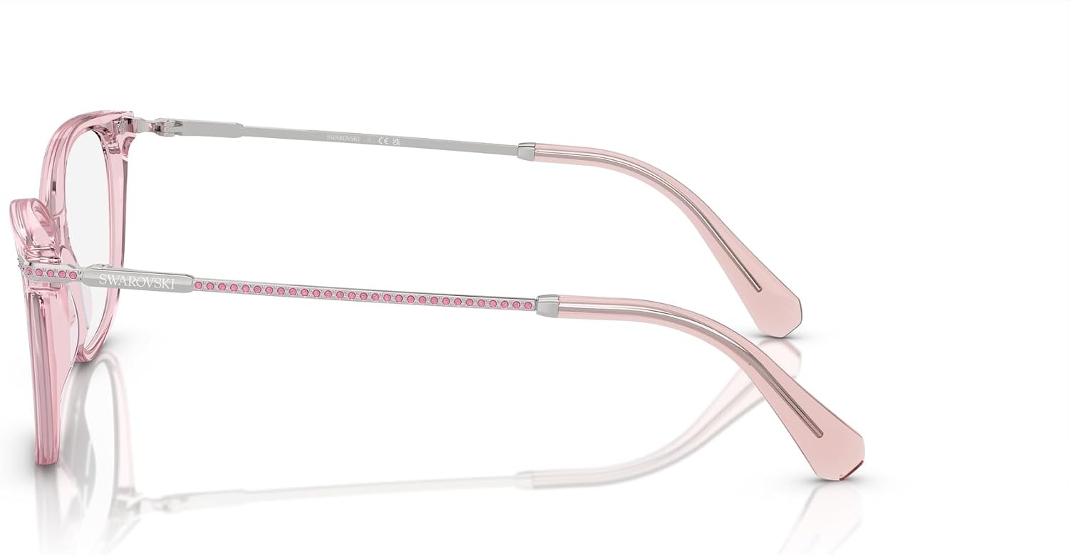 image:imageSwarovski womens Sk2010f Low Bridge Fit Square Prescription Eyewear FramesTransparent RoseDemo Lens