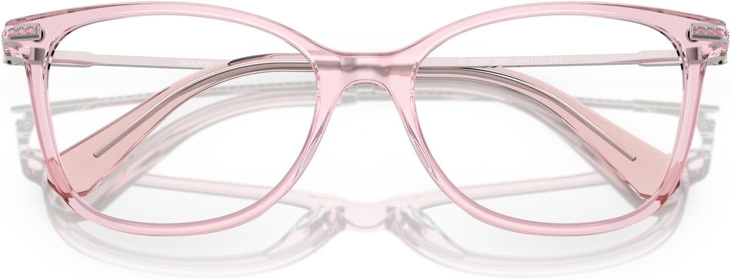 image:imageSwarovski womens Sk2010f Low Bridge Fit Square Prescription Eyewear FramesTransparent RoseDemo Lens