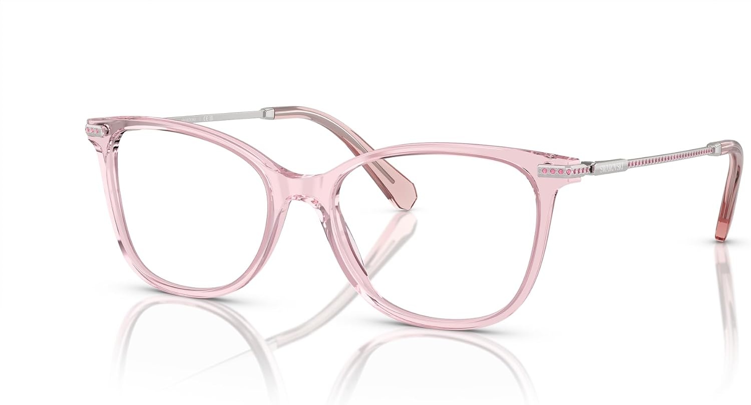 image:imageSwarovski womens Sk2010f Low Bridge Fit Square Prescription Eyewear FramesTransparent RoseDemo Lens