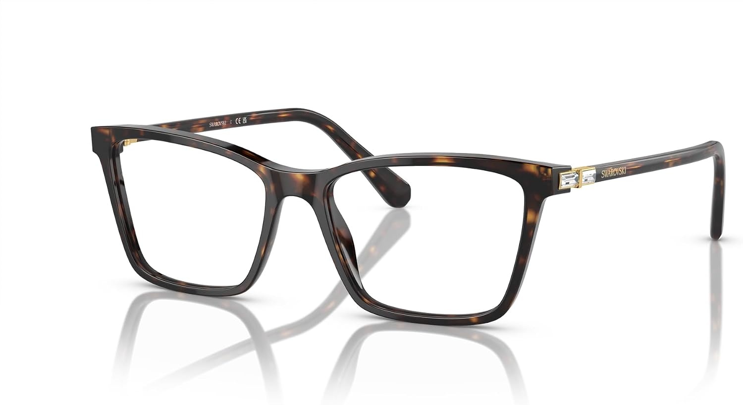 image:imageSwarovski womens Sk2015 Rectangular Prescription Eyewear FramesDark HavanaDemo Lens
