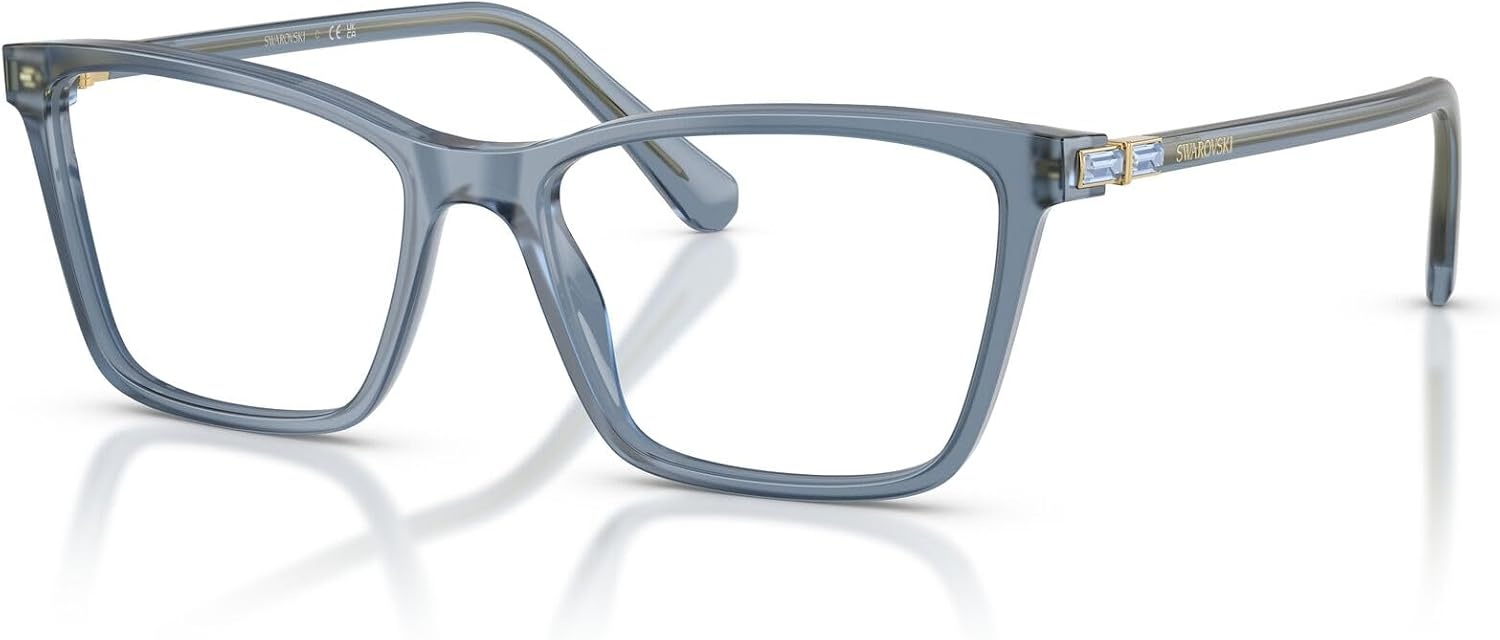 image:imageSwarovski womens Sk2015 Rectangular Prescription Eyewear FramesMilky Light BlueDemo Lens