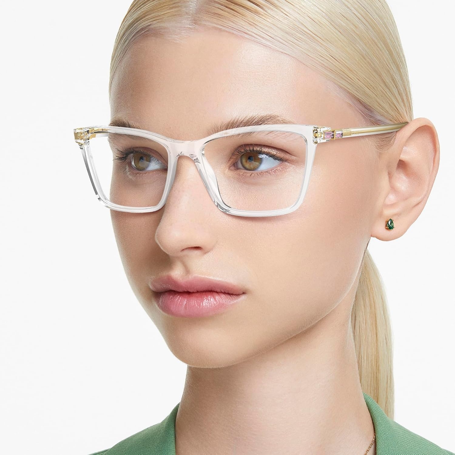 image:imageSwarovski womens Sk2015 Rectangular Prescription Eyewear FramesTransparentDemo Lens