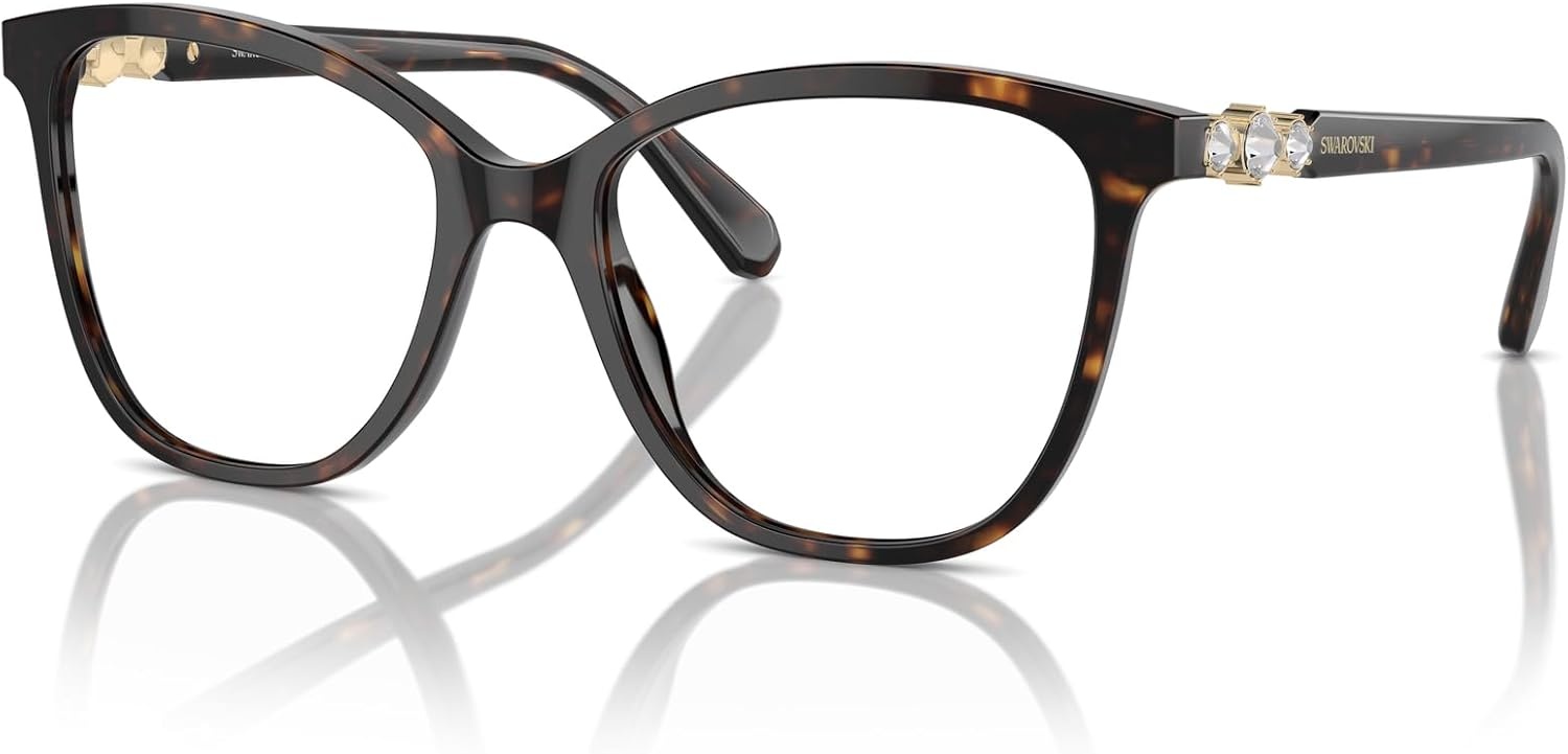 image:imageSwarovski womens Sk2020f Low Bridge Fit Square Prescription Eyewear FramesDark HavanaDemo Lens
