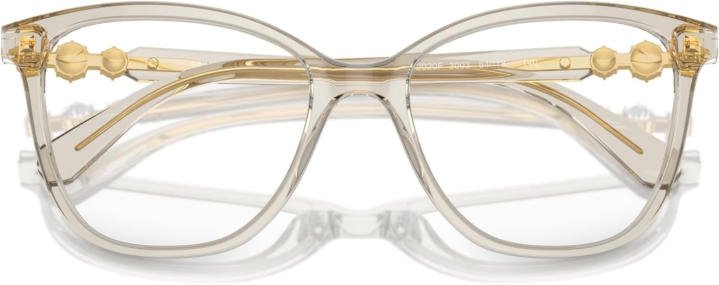 image:imageSwarovski womens Sk2020f Low Bridge Fit Square Prescription Eyewear FramesTransparent BeigeDemo Lens