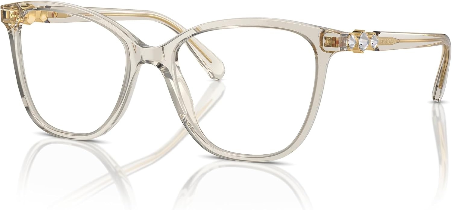 image:imageSwarovski womens Sk2020f Low Bridge Fit Square Prescription Eyewear FramesTransparent BeigeDemo Lens