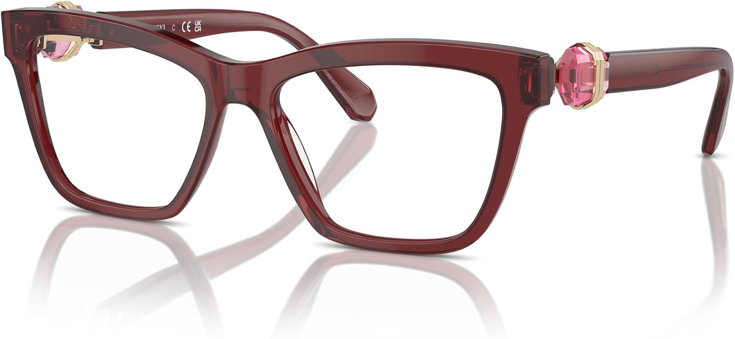 image:imageSwarovski womens Sk2021 Square Prescription Eyewear FramesTransparent BurgundyDemo Lens