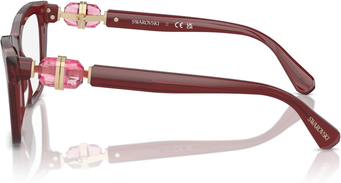 image:imageSwarovski womens Sk2021 Square Prescription Eyewear FramesTransparent BurgundyDemo Lens