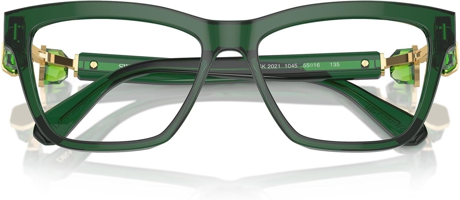 image:imageSwarovski womens Sk2021 Square Prescription Eyewear FramesTransparent GreenDemo Lens