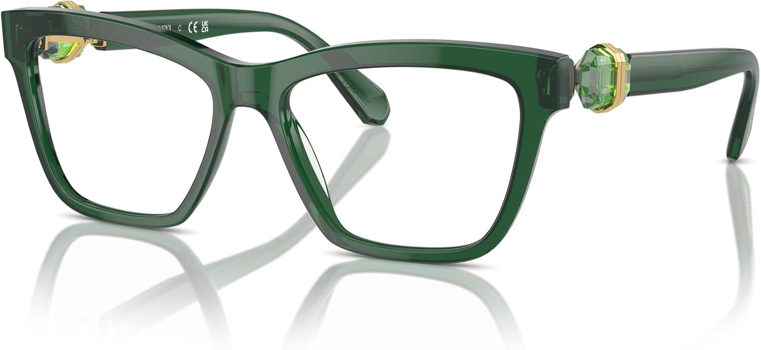 image:imageSwarovski womens Sk2021 Square Prescription Eyewear FramesTransparent GreenDemo Lens