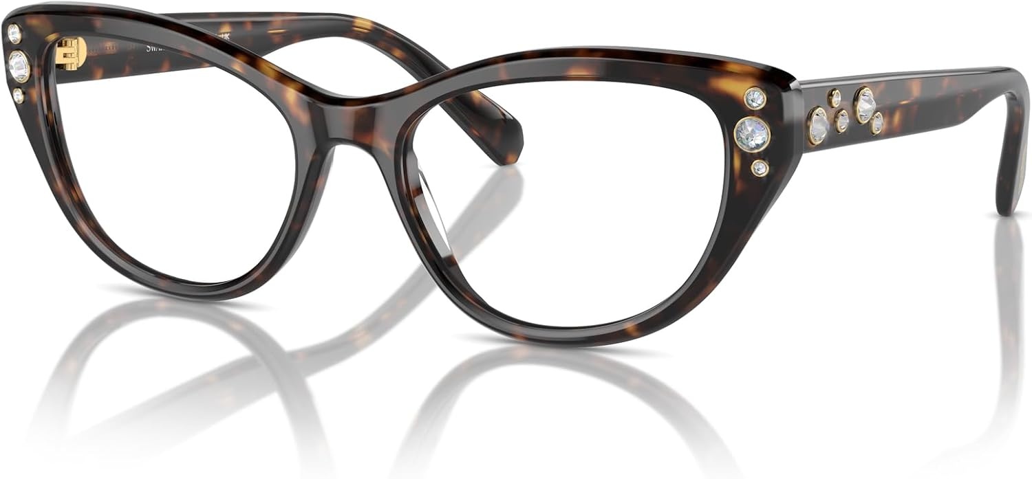 image:imageSwarovski womens Sk2023 Cat Eye Prescription Eyewear FramesDark HavanaDemo Lens