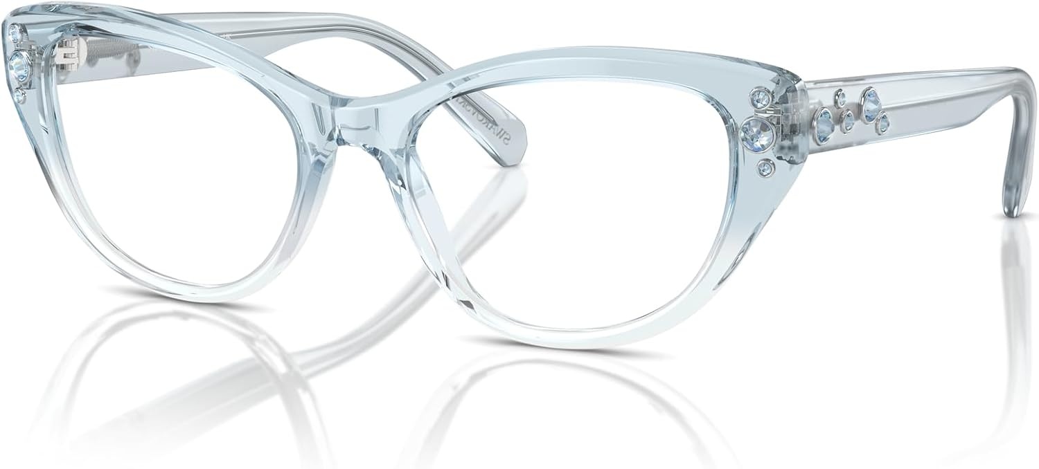 image:imageSwarovski womens Sk2023 Cat Eye Prescription Eyewear FramesLight Blue Gradient ClearDemo Lens