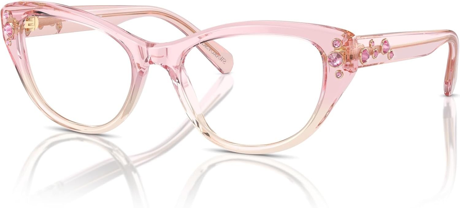 image:imageSwarovski womens Sk2023 Cat Eye Prescription Eyewear FramesPink Gradient ClearDemo Lens