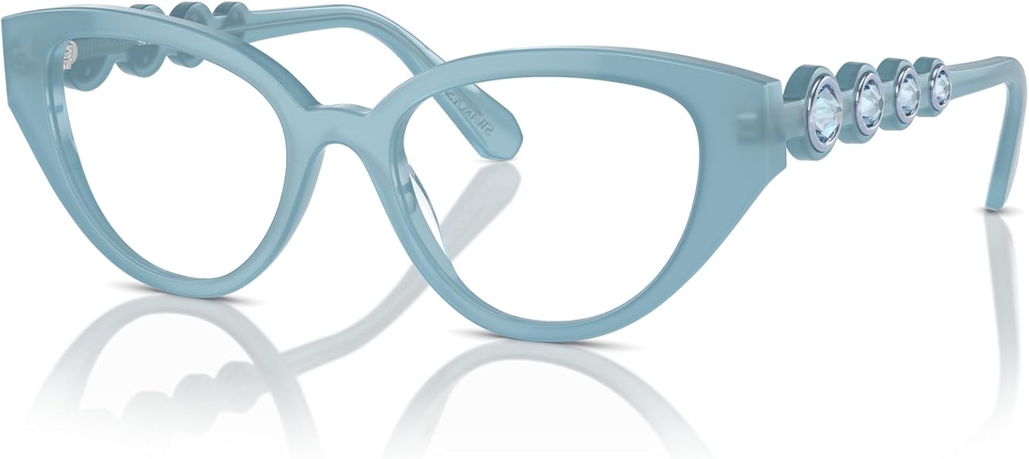 image:imageSwarovski womens Sk2024 Cat Eye Prescription Eyewear FramesOpal Light BlueDemo Lens