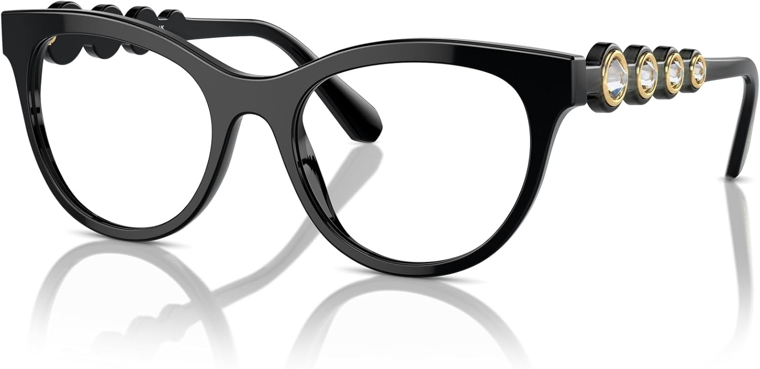 image:imageSwarovski womens Sk2025 Round Prescription Eyewear FramesBlackDemo Lens
