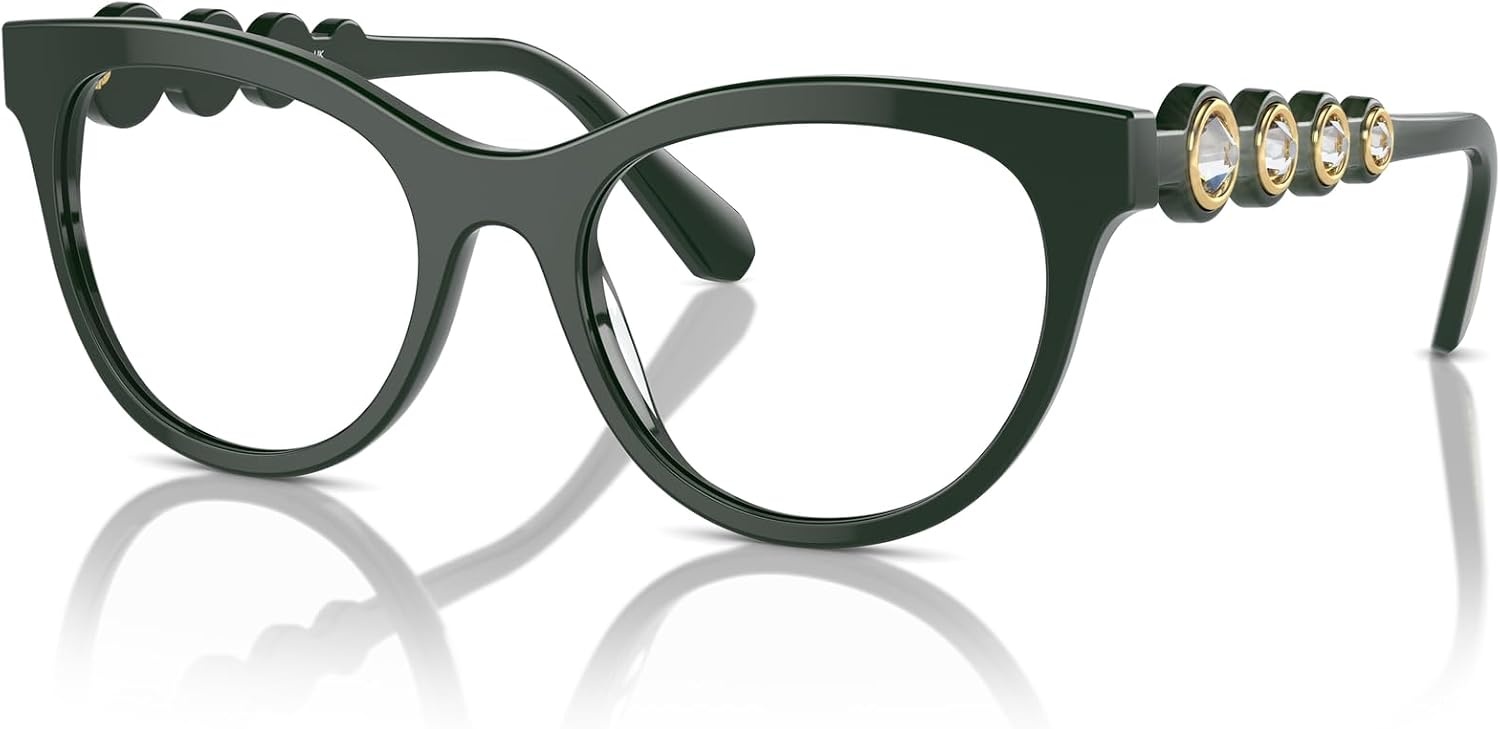 image:imageSwarovski womens Sk2025 Round Prescription Eyewear FramesDark GreenDemo Lens