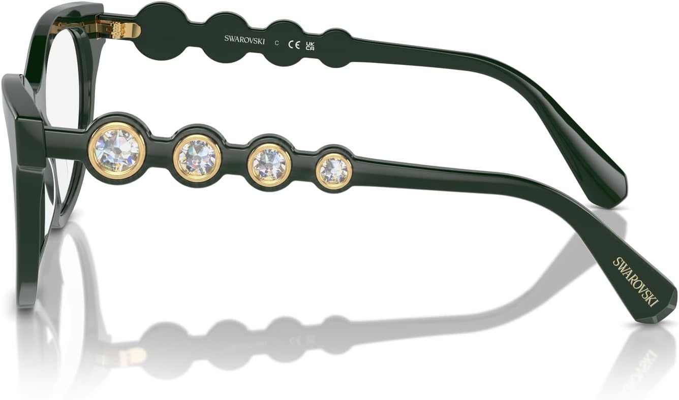 image:imageSwarovski womens Sk2025 Round Prescription Eyewear FramesDark GreenDemo Lens